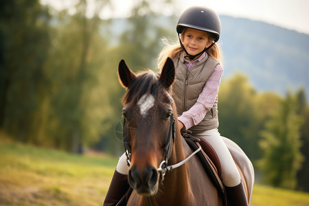 女孩骑马训练背景图片