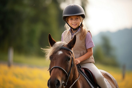 骑马训练的女孩背景图片