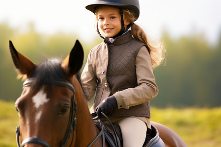 开心骑马的女孩背景图片