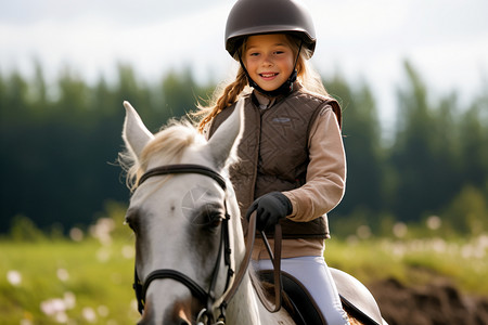 户外骑马的女孩图片