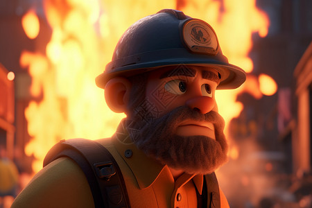 消防员的3D卡通人物背景图片