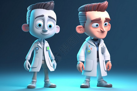 科学家的3D卡通人物背景图片