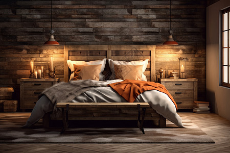 木屋卧室木屋的卧室的3D效果图设计图片