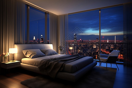 公寓楼高层建筑中豪华的卧室设计图片
