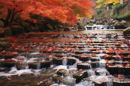 山间枫叶的自然景色图片