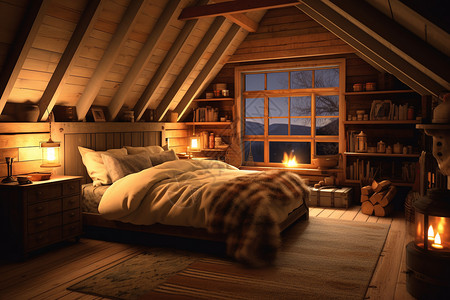 木屋卧室舒适的卧室设计图片