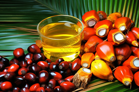 一杯棕榈油原料棕榈油高清图片
