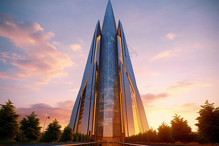 玻璃尖顶城市中独特的高层建筑背景