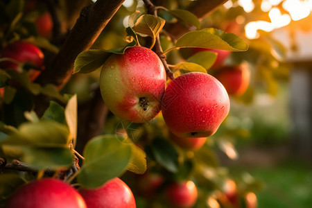 苹果种植园的苹果果实图片