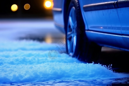 肥皂水清洗汽车的特写镜头设计图片
