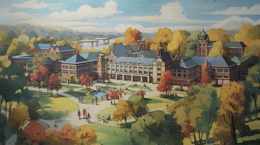 手绘描绘d 校园生活背景图片