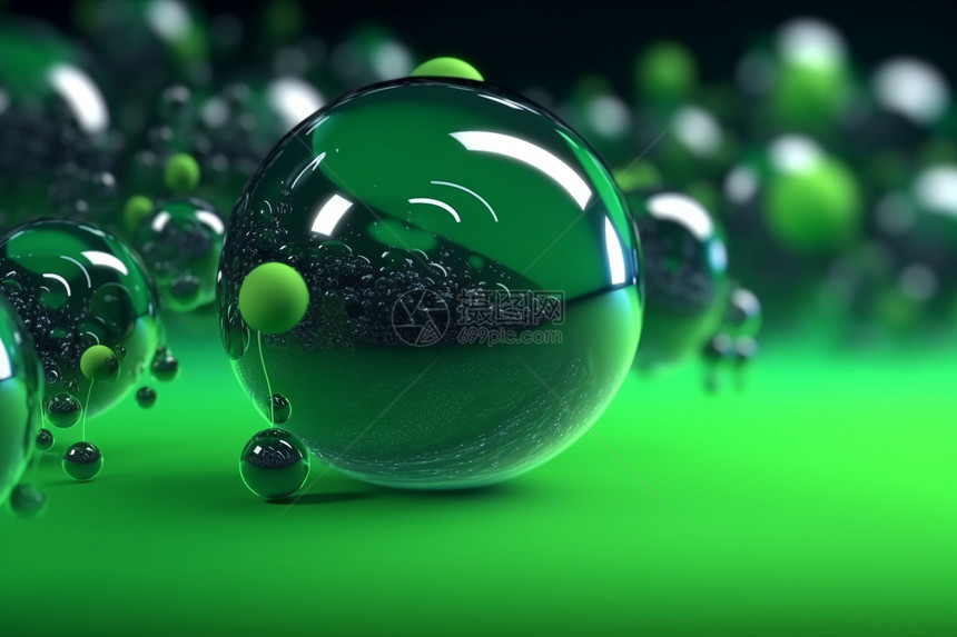 绿色玻璃球背景图片