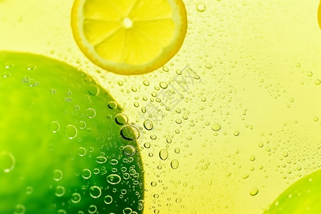 柠檬水与气泡背景图片