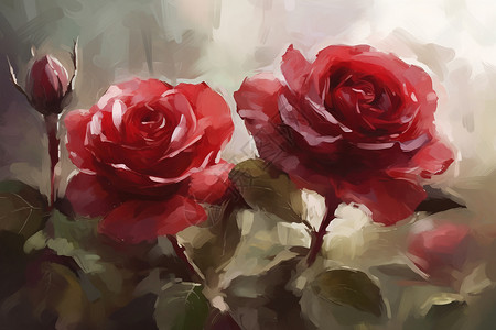 手绘美丽的玫瑰背景图片