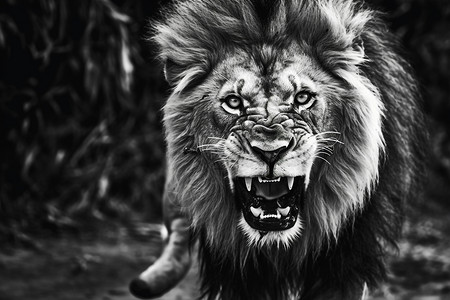 张开大嘴的狮子图片
