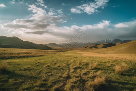 草原山脉风景图片