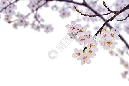 樱桃树枝花美丽的樱花设计图片