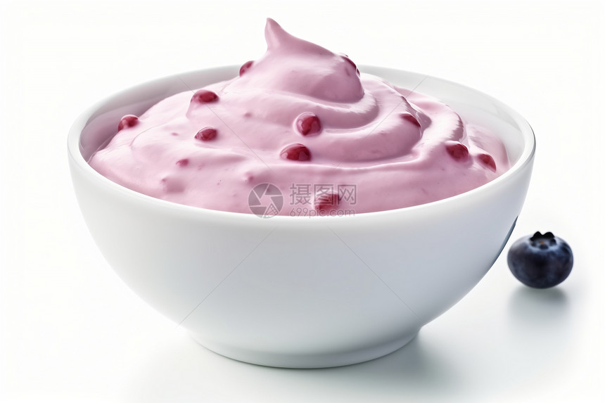 一碗粉红色的蓝莓酸奶图片