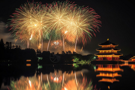 夜晚的烟花图片