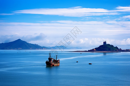 湛蓝的海水和天空图片