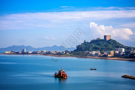 东平镇的海水自然景观高清图片