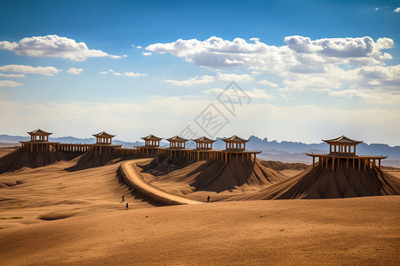 蓝天下沙漠的自然景观图片