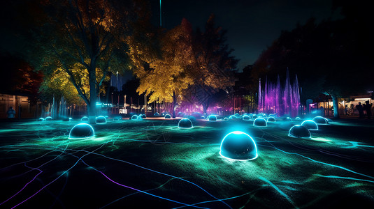 喷泉夜晚科技公园设计图片
