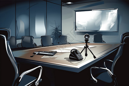 虚拟会议室虚拟会议插画