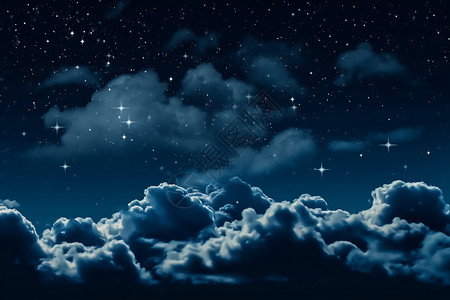 夜晚天空中满是云朵夜空高清图片素材