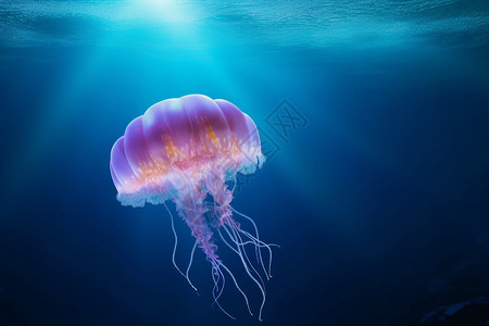 在海底漂浮的水母背景图片