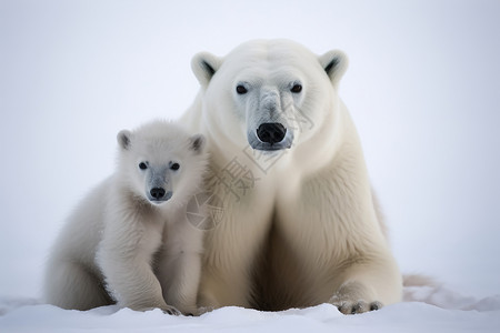 在雪地上的北极熊高清图片