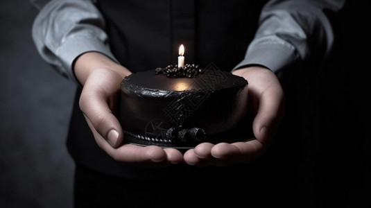 黑色的生日蛋糕图片
