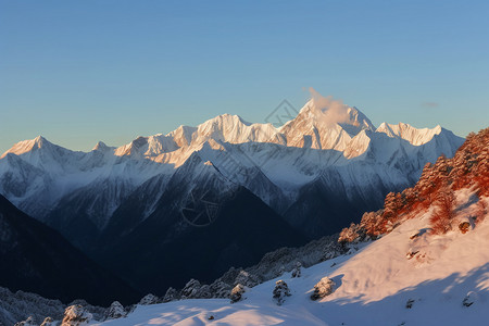 冬季的雪山景色背景图片