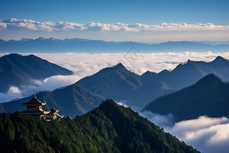 山脉云雾的自然风光背景图片
