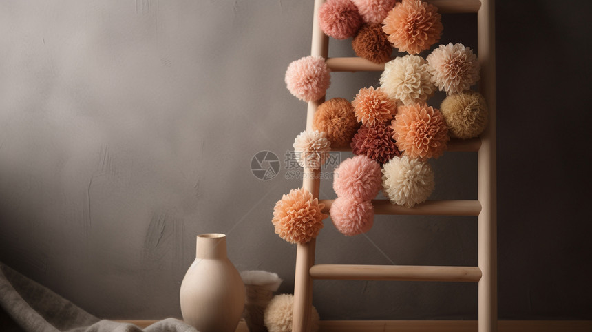 羊毛毡花的装饰物图片