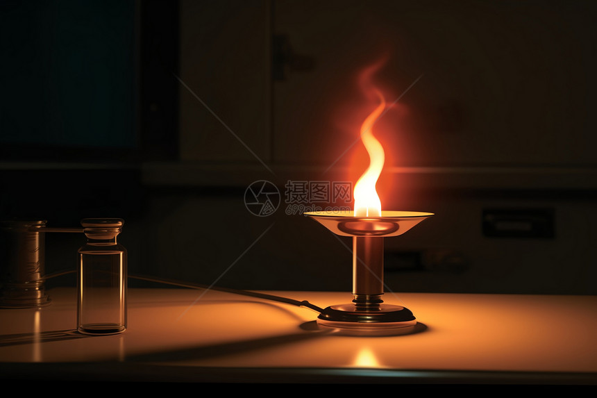 实验室内的蜡烛火焰图片