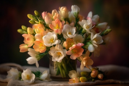 花瓶里的植物花束图片