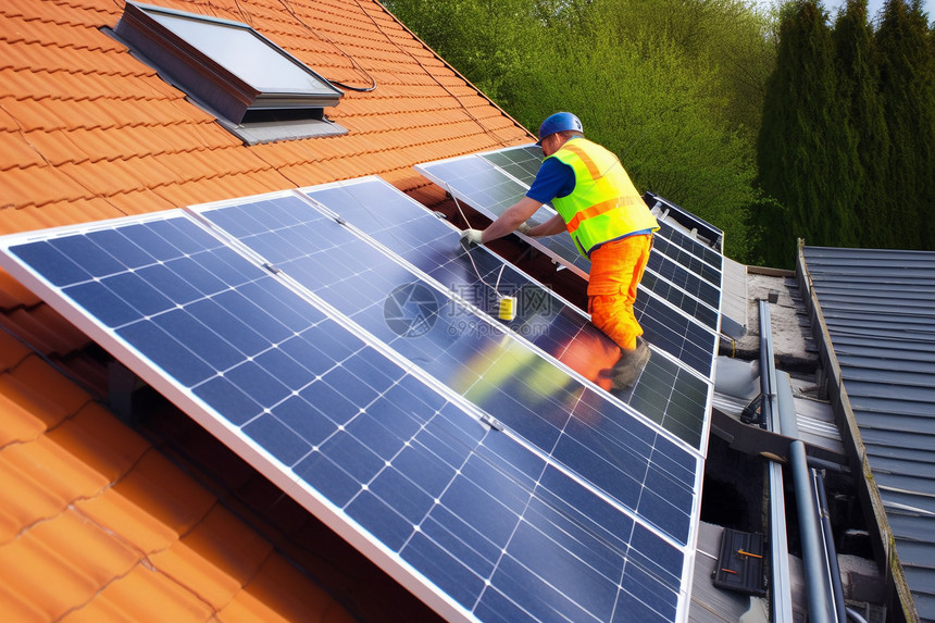 屋顶安装太阳能电池板图片