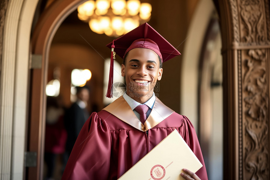 一个学生拿着毕业证书图片