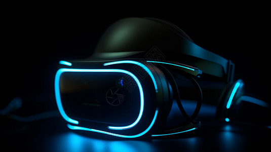 蓝色霓虹灯线的VR图片