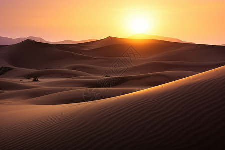 落日下的沙漠图片