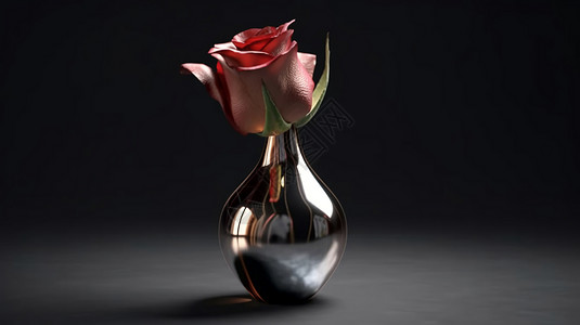 金属花瓶中的玫瑰图片