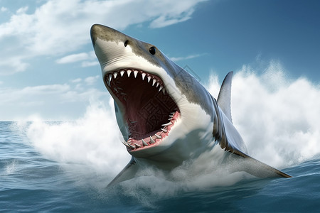 危险的大白鲨生物高清图片素材