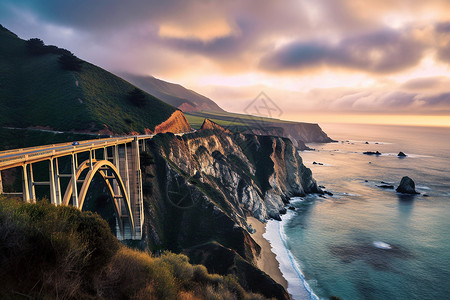 美国加利福尼亚州太平洋高速公路高清图片