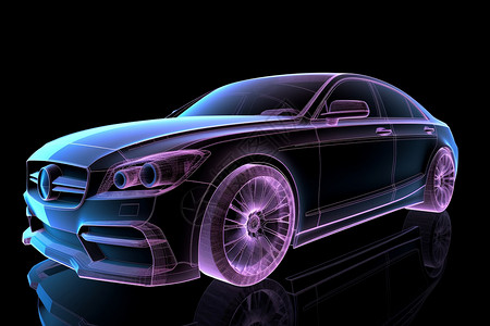 带有蓝光设计元素的科技感轿车高清图片