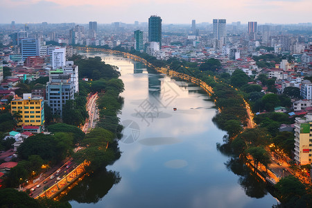 河内高楼大厦的城市风景背景