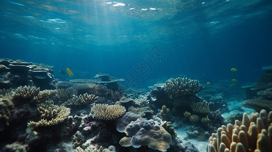 鱼和海底的生态系统背景图片