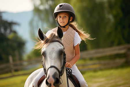 训练骑马的外国女孩背景图片