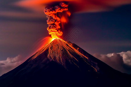 山灰柴火山爆发的自然景观设计图片