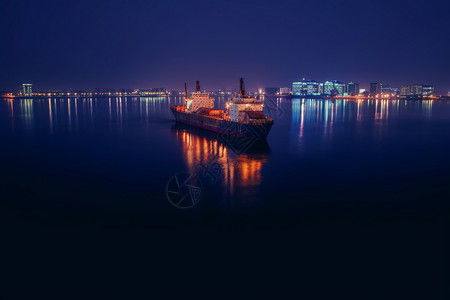 夜晚的江河景色图片